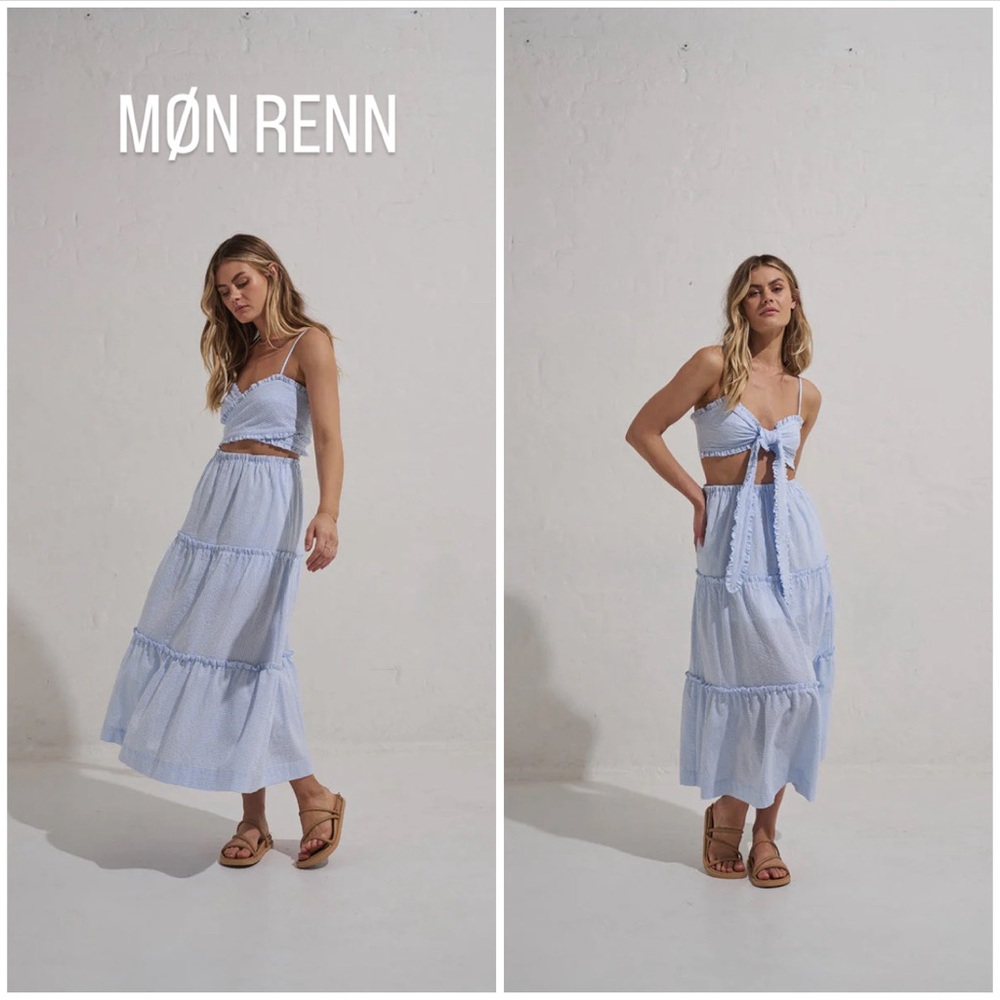 MØN RENN ~ Serene Midi Dress - Blue Stripe